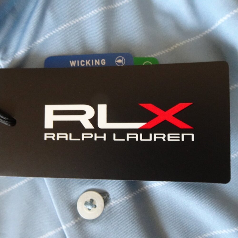 RLX Ralph Lauren Polo Shirt Men's Size S Blue Striped Wicking Golf Casual - Picture 8 of 9